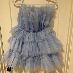 Vici Mable Strapless Tiered Tulle Mini Dress